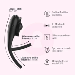 Anillo vibrador con APP Flynn recargable negro - Image 3